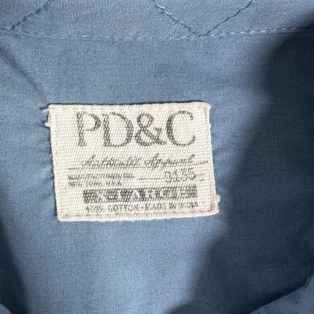 PD&C Men's Blue Solid Woven Cotton Button-Up Shirt Long Sleeve XL - Picture 6 of 9